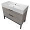 Grey Oak Bathroom Vanity, Modern, 40